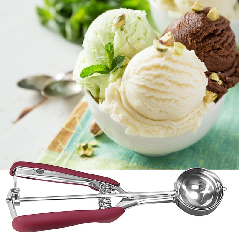 Ice Cream Scoop Stainless Steel Cookie Dough Spoon Fruit Potato Watermelon Digging Ball Spring Hand 3