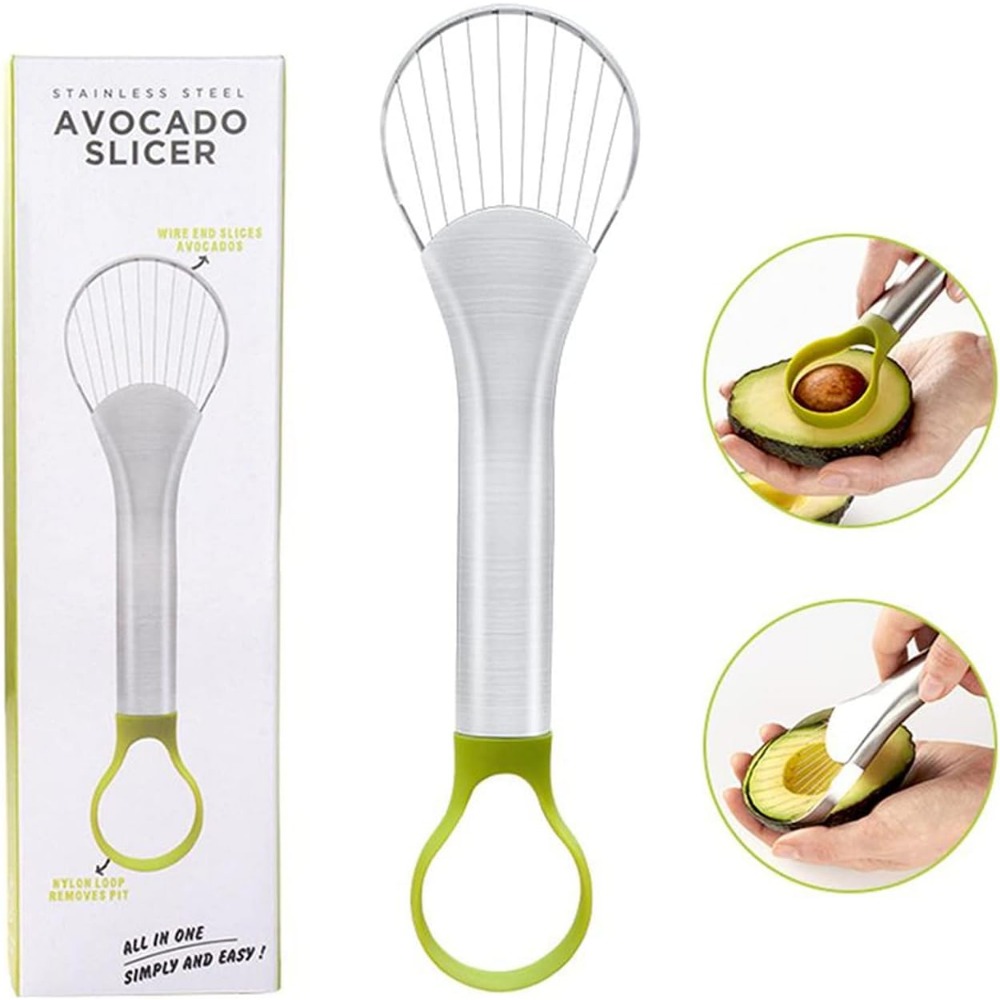 Stainless Steel Avocado Slicer Cutter Peeler Thin Slices Tool Fruit Cutter Dishwasher Safe 3