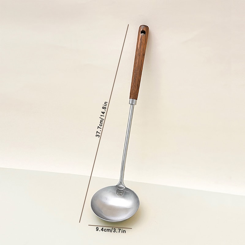 Stainless Steel Turner With Wooden Handle HeatResistant Long Handle Soup Ladle Spatula Kitchen Cook 7