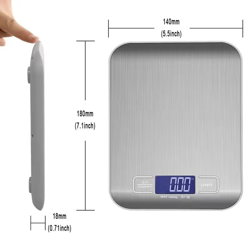 Digital Kitchen Scale LCD Display Stainless Steel, Electronic Scales for Home, Jewelry, Food, Snacks, Weighing, Baking