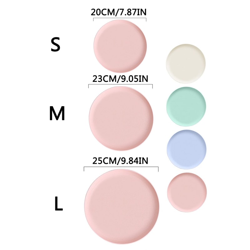 Lightweight Wheat Straw Plates Set, Unbreakable Reusable Dinner Dishes, Microwave Dishwasher Safe