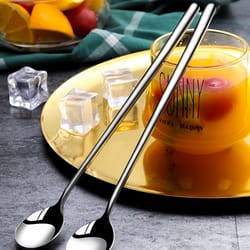 stainless steel ice cream spoons, long handle coffee spoons, stirring spoons, kitchen utensils