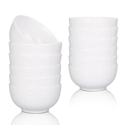 porcelain bowls set, pack premium white ceramic bowls, microwave dishwasher safe for soup, cereal, salad, pasta