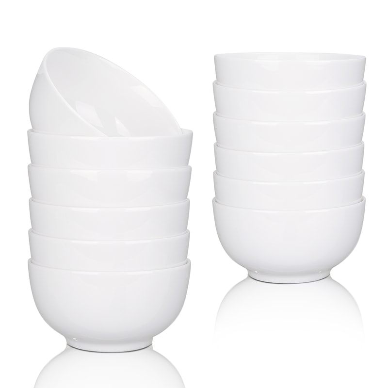 Porcelain Bowls Set Pack Premium White Ceramic Bowls Microwave Dishwasher Safe For Soup Cereal Sala 0