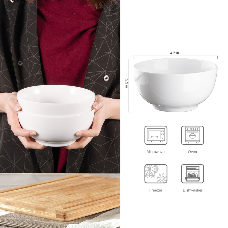 Porcelain Bowls Set Pack Premium White Ceramic Bowls Microwave Dishwasher Safe For Soup Cereal Sala 4