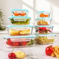 glass food storage containers set, leakproof lunch box, airtight microwave oven safe, stackable kitchen organizers
