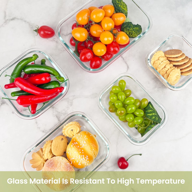 Glass Food Storage Containers Set Leakproof Lunch Box Airtight Microwave Oven Safe Stackable Kitche 2