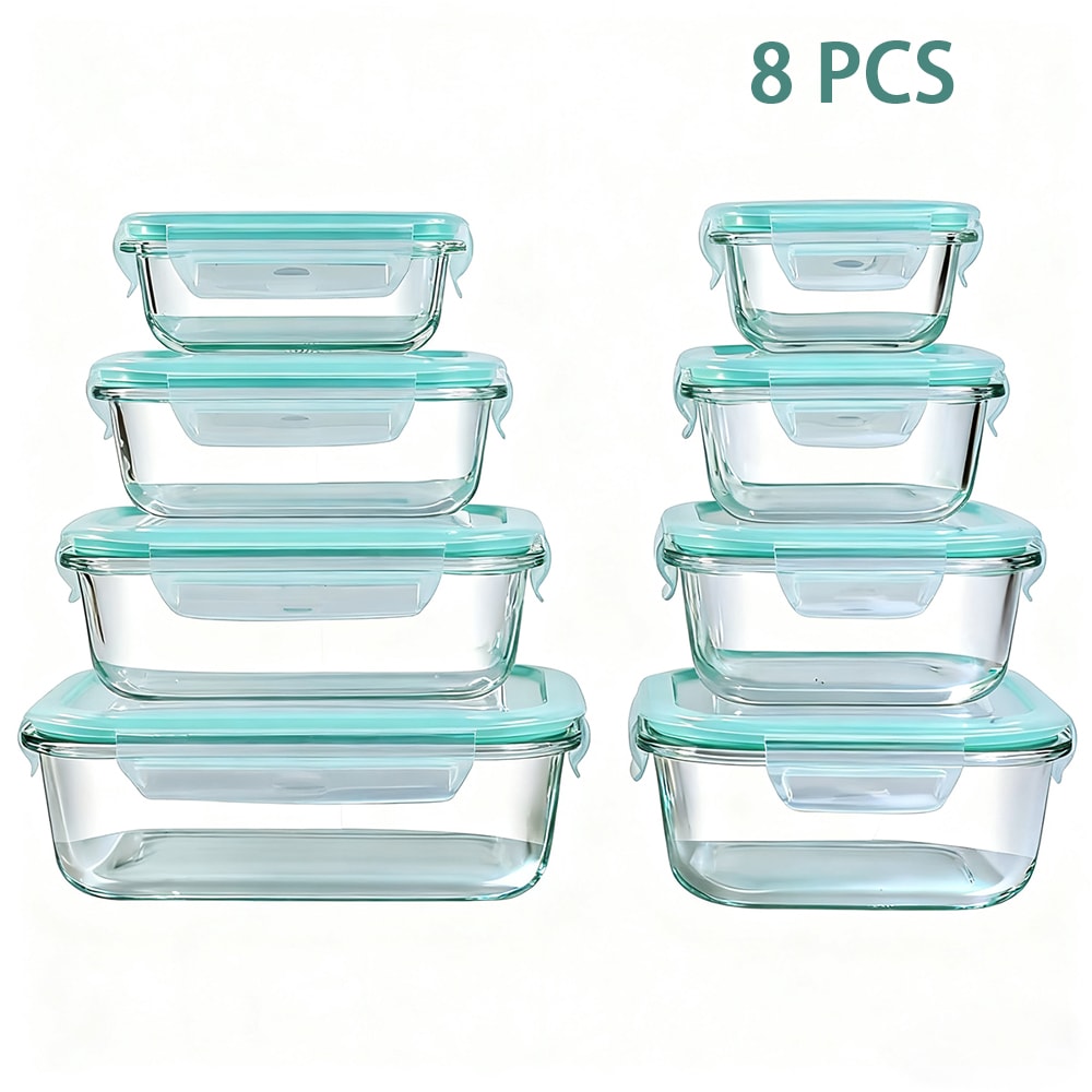 Glass Food Storage Containers Set Leakproof Lunch Box Airtight Microwave Oven Safe Stackable Kitche 6