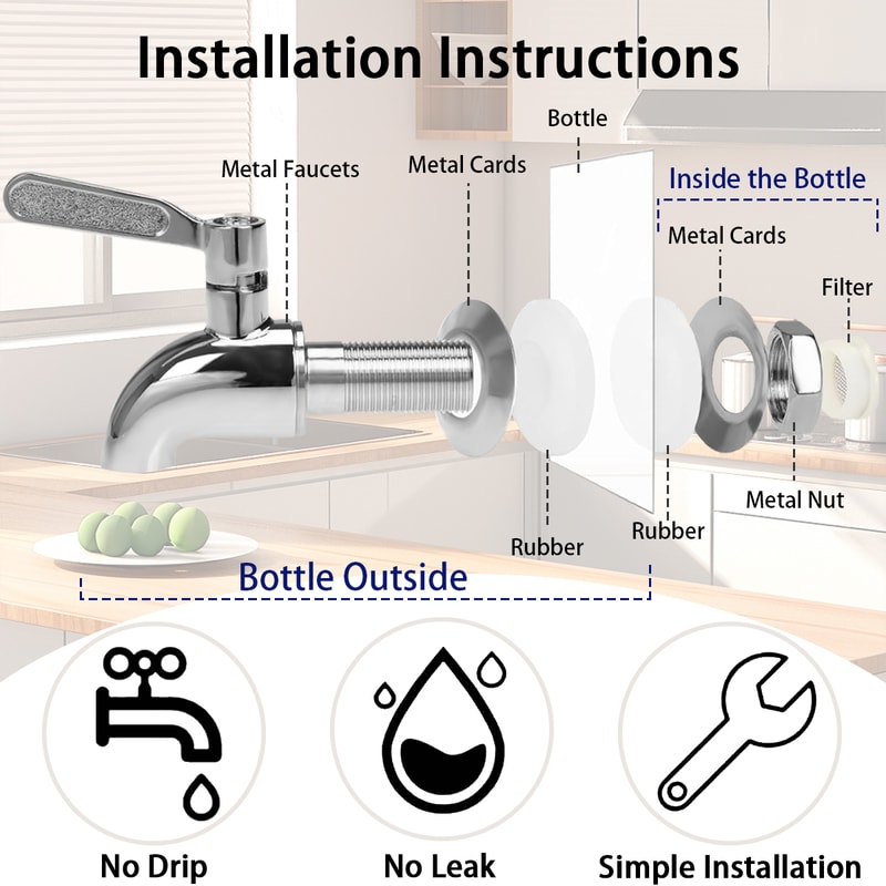 Gallon Glass Drink Dispenser with Stand and Stainless Steel Faucet, Perfect for Party Iced Tea, Lemonade, Juice, Water