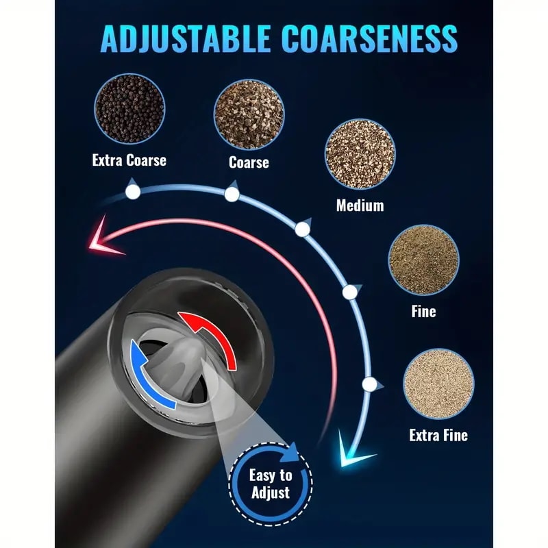 Gravity Electric Salt And Pepper Mill Tilt To Grind Automatically Battery Powered Coarseness Adjust 5