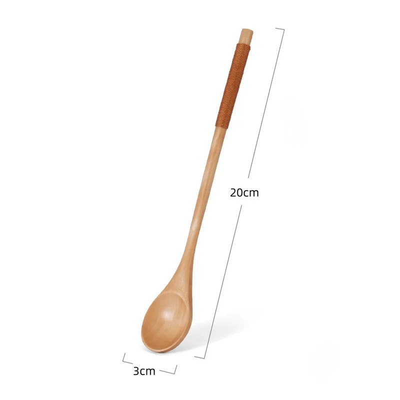 Wooden Tea Spoon Set, Long Coffee Spoons, Small Teaspoon for Honey, Dessert Stirring, Elegant Tableware