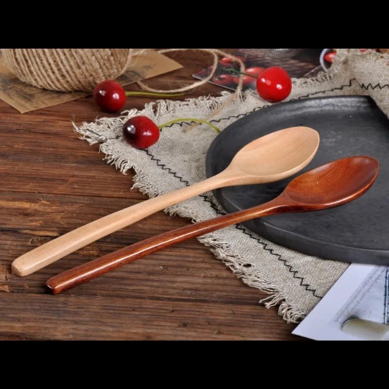 Wooden Soup Spoon Long Handle Wooden Tea Dessert Spoon Natural Coffee Mixing Spoons Cooking Spoon C 2