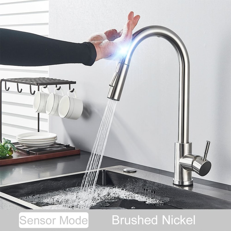 Touch Sensor Black Kitchen Mixer Tap PullOut Sprayer Faucet With Sensitive Touch Control 9