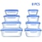 FreshLock 8 Piece Glass Food Storage Container Set Airtight Leakproof Meal Prep Lunch Boxes 0