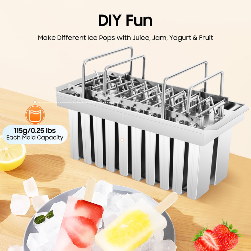 Stainless Steel Popsicle Mold Set Reusable Ice Cream Maker With 304 Food Grade Molds 4