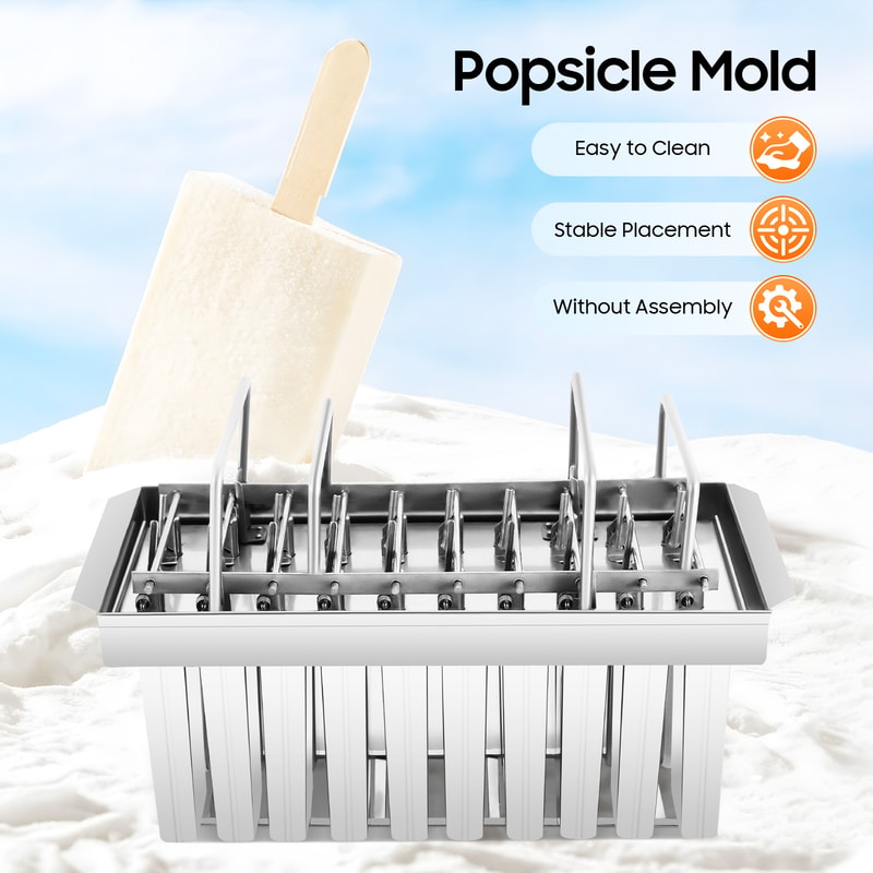 Stainless Steel Popsicle Mold Set Reusable Ice Cream Maker With 304 Food Grade Molds 5