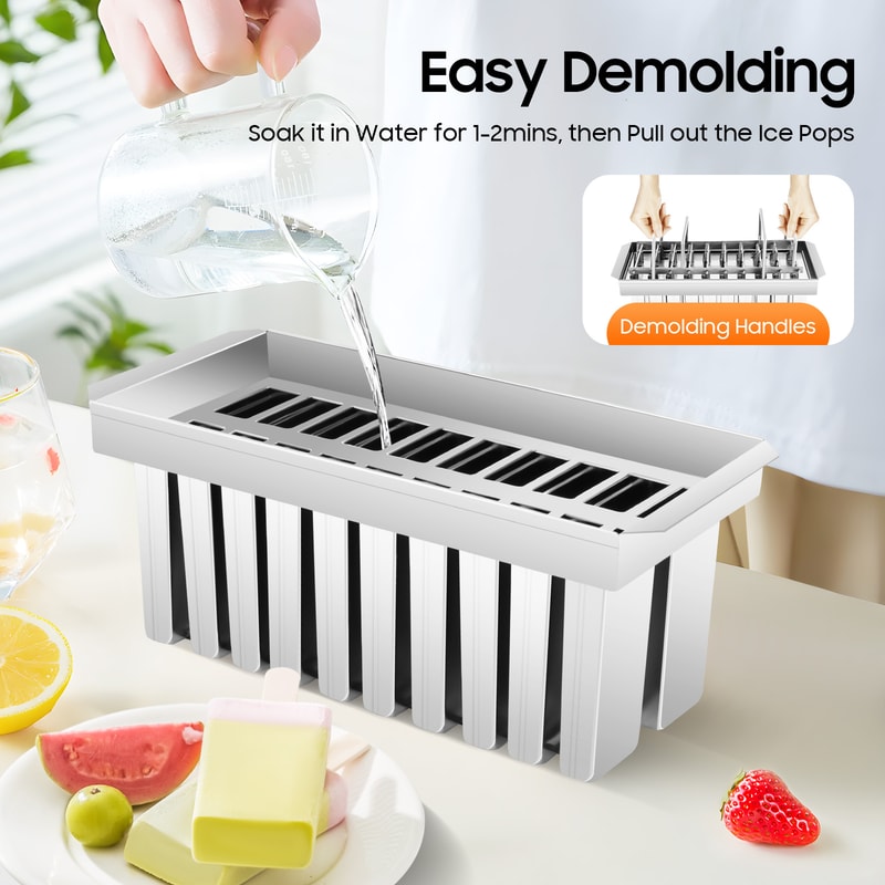 Stainless Steel Popsicle Mold Set Reusable Ice Cream Maker With 304 Food Grade Molds 6