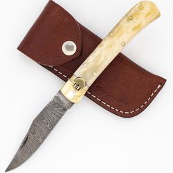 handmade Damascus steel pocket folding knife Veil Aflame Lever Lock Damascus Clip Point Switchblade