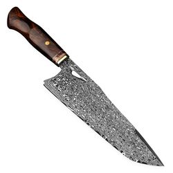New Handmade Damascus Chef Knife 8.5 Inch Home Kitchen Tool Leather Sheath