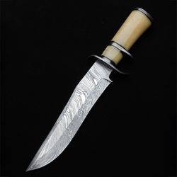 SUB HILT FIGHTER KNIFE custom handmade Damascus steel Viking knife with leather sheath