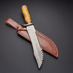 DAMASCUS STUD WALA KNIFE // HK-609 custom handmade Damascus  WITH LEATHER SHEATH