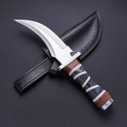 FIXED BLADE D2 TOOL STEEL BOWIE KNFE // RAB-0123  with leather sheath