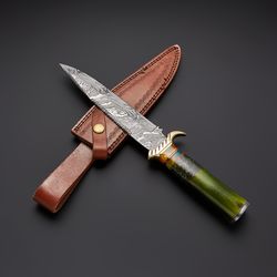 GONGA KNIFE // 60 custom handmade damascus with leather sheath
