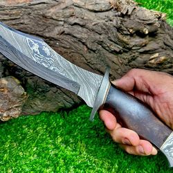 Handmade Damascus Steel 13 Inches Bowie Knife - Solid Perfect Grip Handle with leather sheath