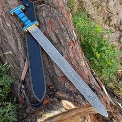 Handmade Damascus Steel, Medieval Viking Sword, Battle Ready, 30" Viking Sword, Damascus Steel Long Sword,