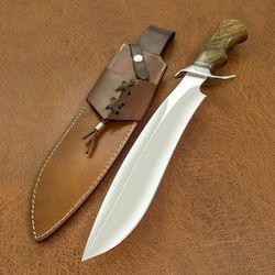 Beautiful Custom Handmade D2 Steel Hunting Knife | Sheath | Rose Wood Handle , Christmas Gift , Gift For Him , Gift For