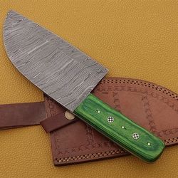 High Quality Custom Handmade Damascus Serbian Steel Kitchen Knife Meat Cleaver Precious Damascus Pattern Blade
