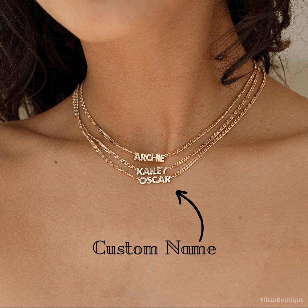 Custom Name Necklace With Curb Chain Dainty Personalized Name Necklace Personalized Jewelry Gift