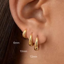 14k gold plated stainless steel minimalist hoop earrings for women
