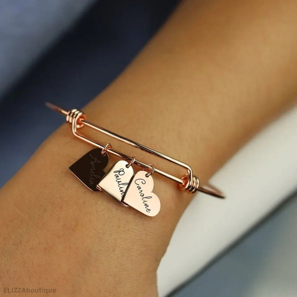 Heart Bracelet With Personalized Names For Women For Couple 2