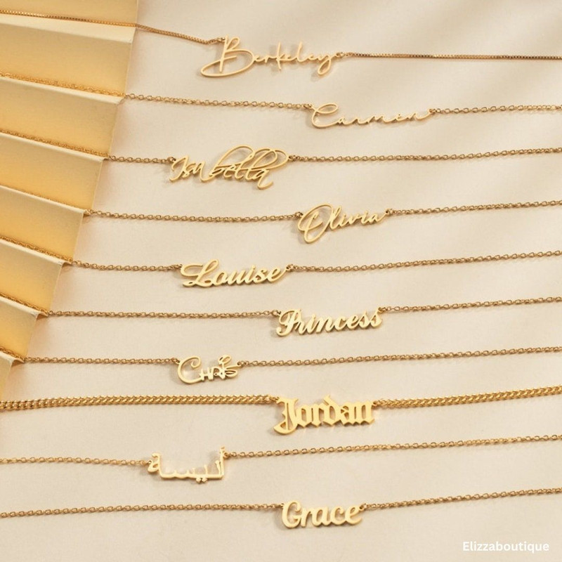 Personalized Name Necklace Custom 18k Gold Plated Name Necklace Personalized Name Jewelry For Mom C 1