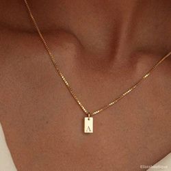 initial letter necklace, 18k gold plated necklace, personalized initials necklace, custom jewelry, gift for her