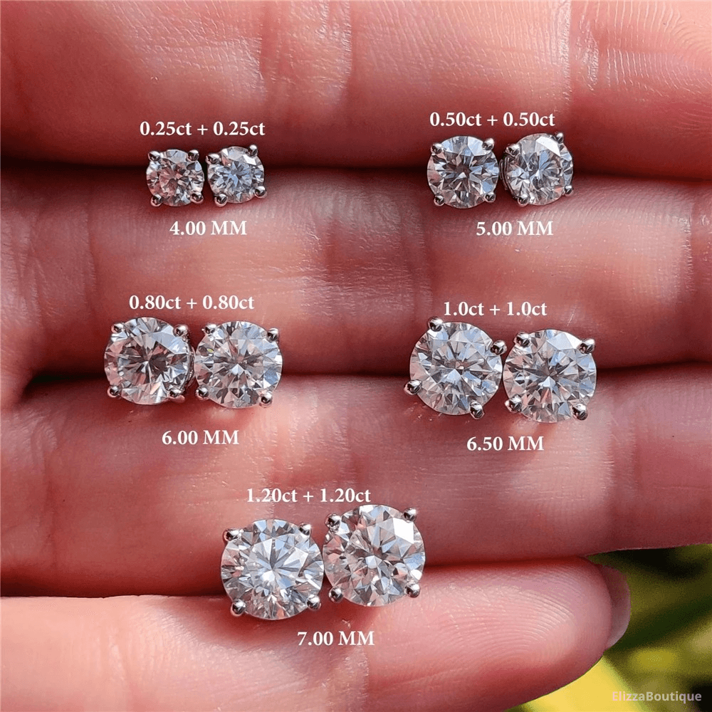 Round Moissanite Stud Earrings Daily Wear Earrings PushScrew Back Earrings Birthday Gifts Her 0