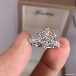 moissanite diamond engagement ring - 2.0 to 5.0 carats. d vvs1 - 18k white gold 1/2/3/5ct - with custom name