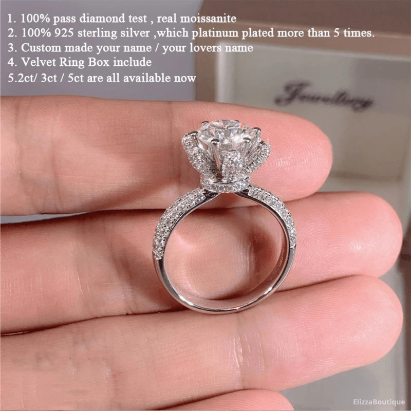 Moissanite Diamond Engagement Ring  20 To 50 Carats D VVS1  18k White Gold 1235ct  With Custom Name 1