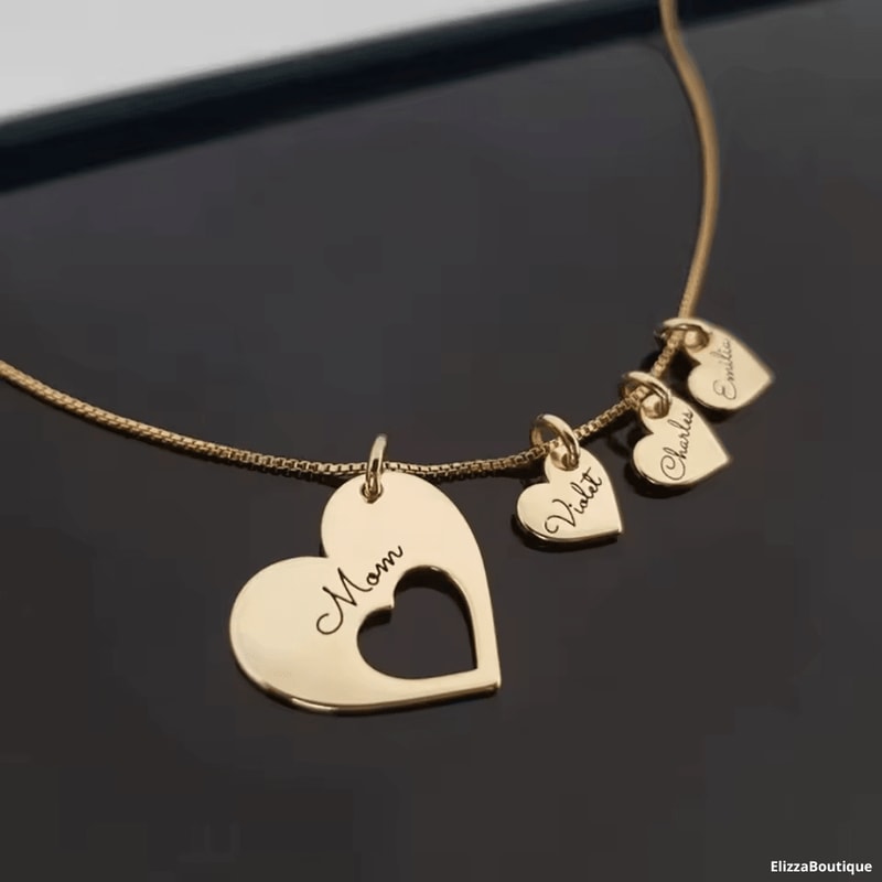 Heart Necklace With Personalized Names For Women 18k Gold Plated 925 Sterling Silver Gift For He 0