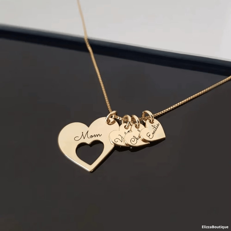 Heart Necklace With Personalized Names For Women 18k Gold Plated 925 Sterling Silver Gift For He 1