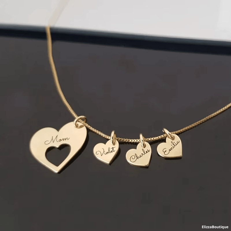 Heart Necklace With Personalized Names For Women 18k Gold Plated 925 Sterling Silver Gift For He 2