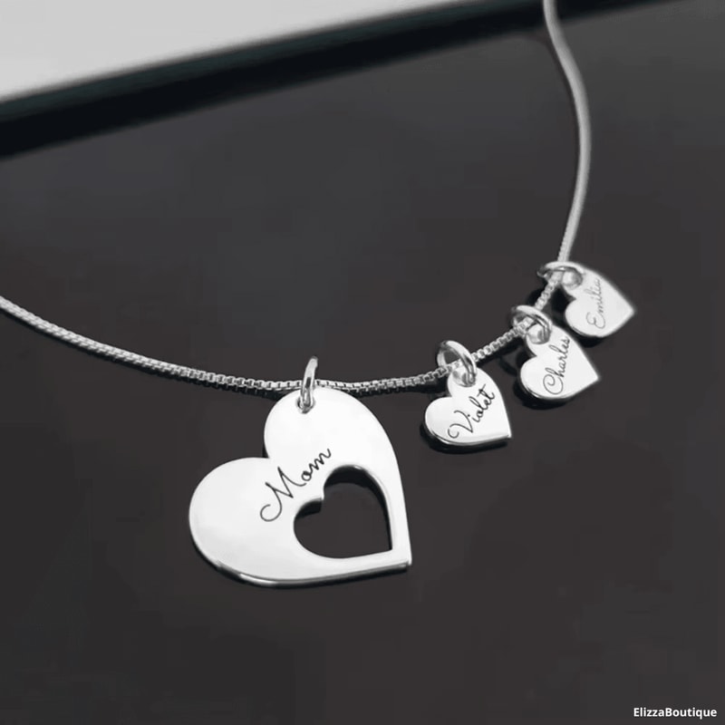 Heart Necklace With Personalized Names For Women 18k Gold Plated 925 Sterling Silver Gift For He 3