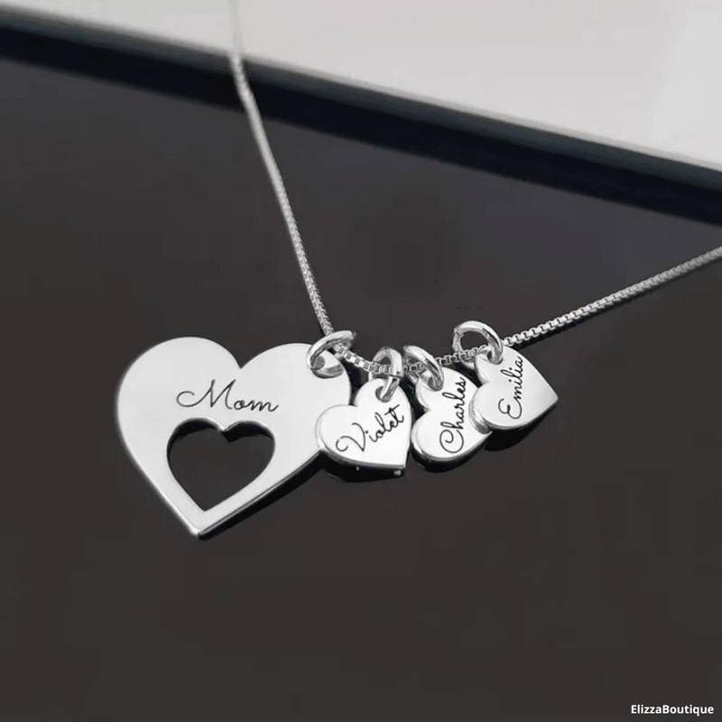 Heart Necklace With Personalized Names For Women 18k Gold Plated 925 Sterling Silver Gift For He 4