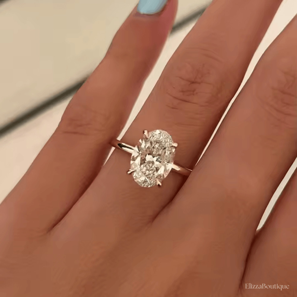 Solitaire Engagement Ring Oval Engagement Wedding Band Gold And Silver With Hidden Halo Wedding Pro 4