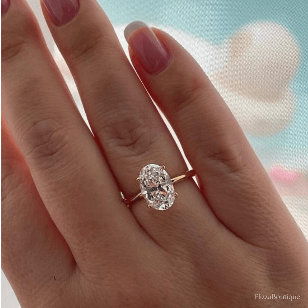 Solitaire Engagement Ring Oval Engagement Wedding Band Gold And Silver With Hidden Halo Wedding Pro 3