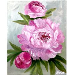 Peony Painting Pink Flowers Art Original Painting Oil Painting On Canvas Small Painting Floral Original Artwork