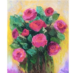 red roses paintingoriginal flowers artwork impasto roses painting20 x 16 inch art original acrylic painting roses art
