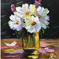 DaisyPainting White Flowers Artwork Original Painting Small Oil Painting6 x 6 inch Impasto Painting Original Artwork