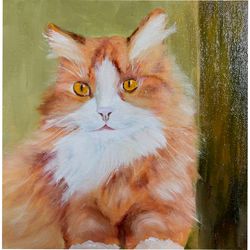 Red Cat Painting Original Cat Portrait Oil Painting Animal Oil Painting Cat Artwork Animal Original Art Original Art